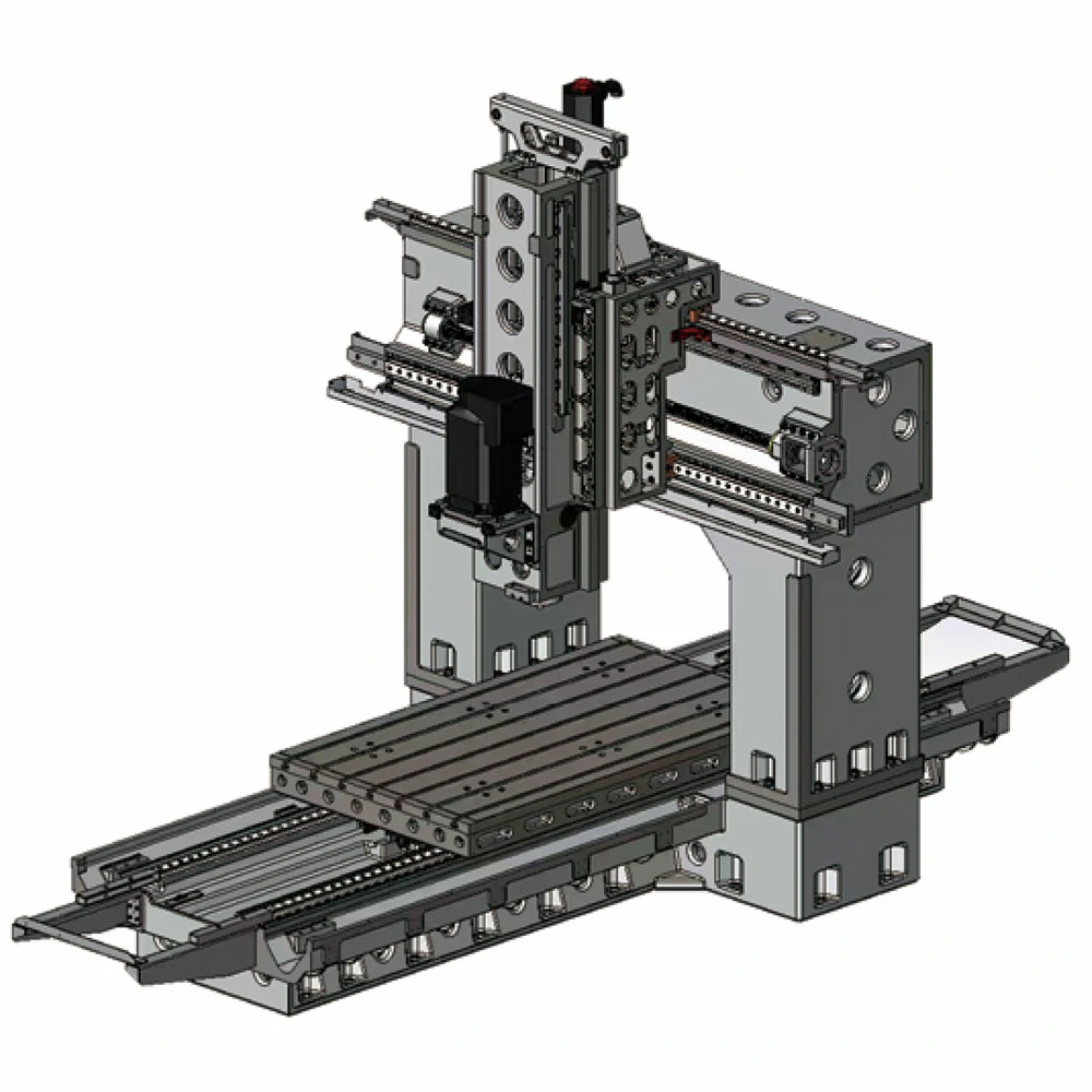 GMC2014 gantry machining center 3D bare frame structure showing double-column rigidity
