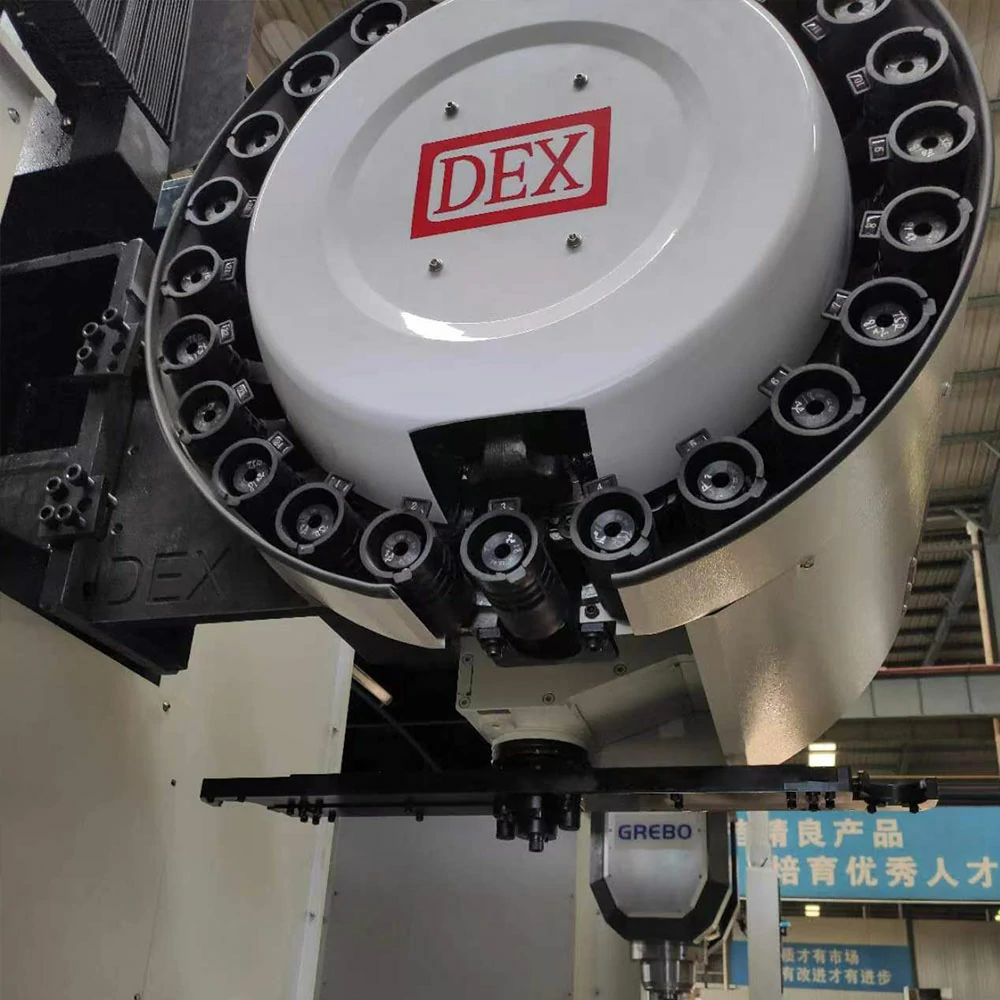 GMC4022 gantry machining center showing 24-tool disc ATC BT50 spindle and rigid gantry frame for extra-large part milling
