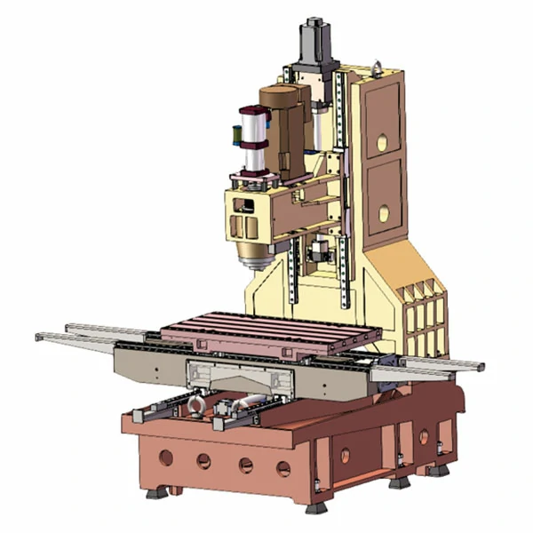 high-speed-cnc-machining-center-3d-structure 3D structure design of high-speed CNC machining center showing machine frame and component layout