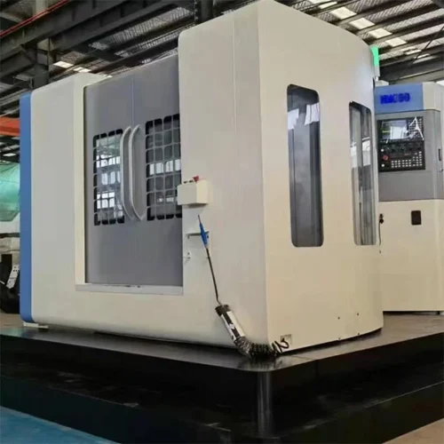horizontal machining center side view showing machine structure and working area