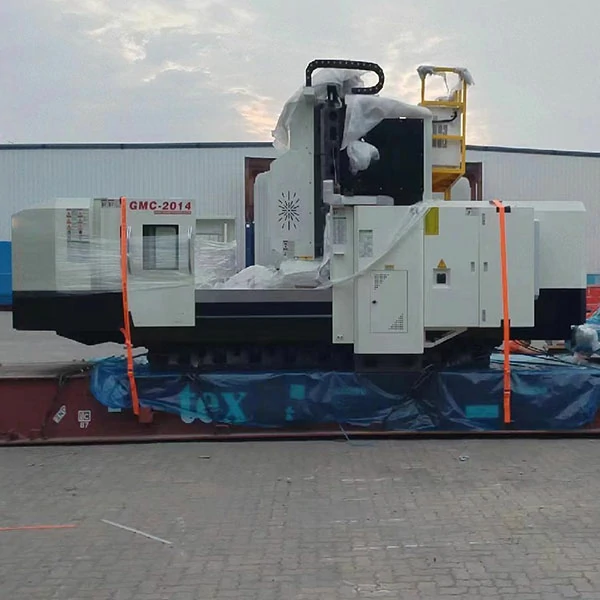 large-cnc-gantry-milling-machine-export Large CNC gantry milling machine ready for export delivery with industrial packaging and protection