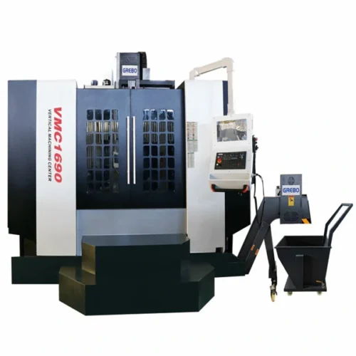 large-vertical-machining-center-front-view Large vertical machining center with full enclosure for large workpiece machining and industrial CNC milling applications