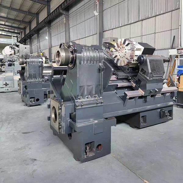 Slant Bed CNC Lathe machine base structure before enclosure assembly