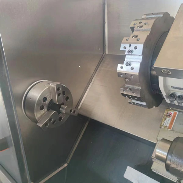 Slant Bed CNC Lathe spindle with hydraulic chuck and A2-6 spindle nose